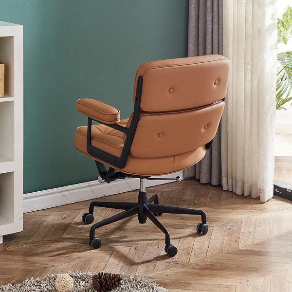 Modern Minimalist Square Semicircle Upholstered Leather Hardware Desk Chair Backrest Armrest For Home Office - Image 8