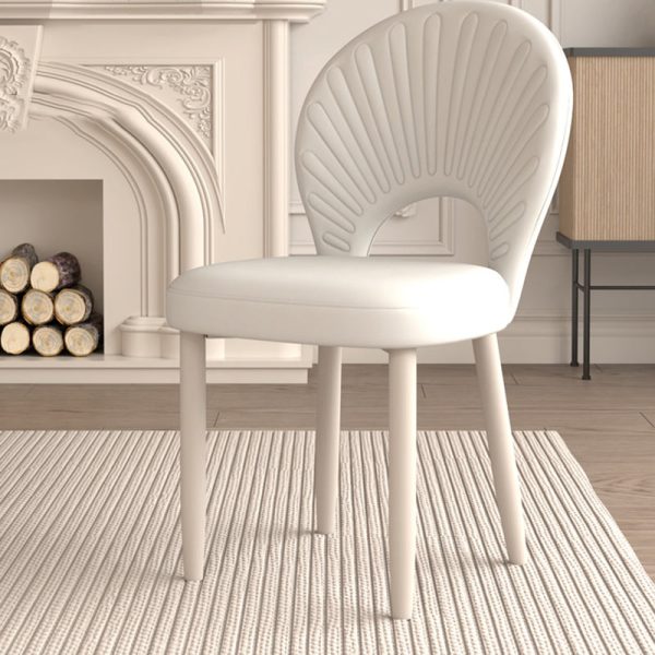 Modern Minimalist Curved Half Round Square PU Leather Iron Dining Chair Backrest Armless For Dining Room - Image 11