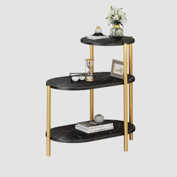 Contemporary Scandinavian Rectangular Iron Marble End Table 3-Tier For Living Room - Image 12
