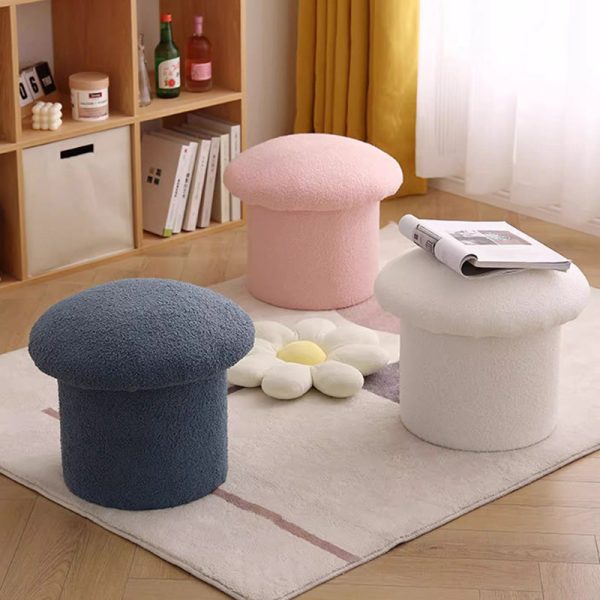 Contemporary Simplicity Mushroom Shape Velvet Pouf Footstool For Living Room - Image 3