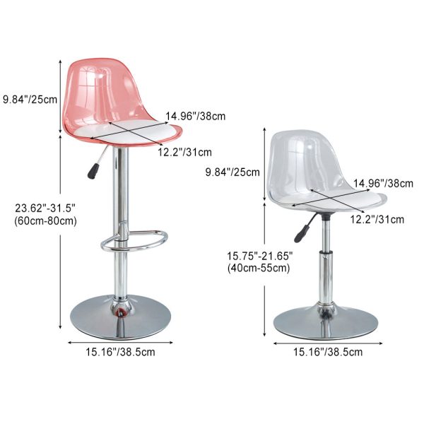 Modern Minimalist Square Round Cylinder Base Metal PET Bar Stool Backrest Footrest For Dining Room - Image 4