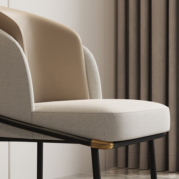 Contemporary Nordic Square Fabric Leather Carbon Steel Dining Chair Backrest For Living Room - Image 5