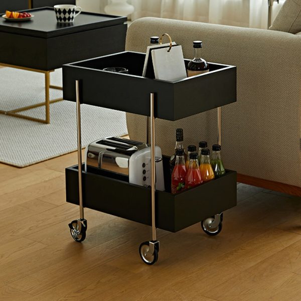 Modern Eclectic Rectangular Stainless Steel End Table 2-Tier For Living Room - Image 12