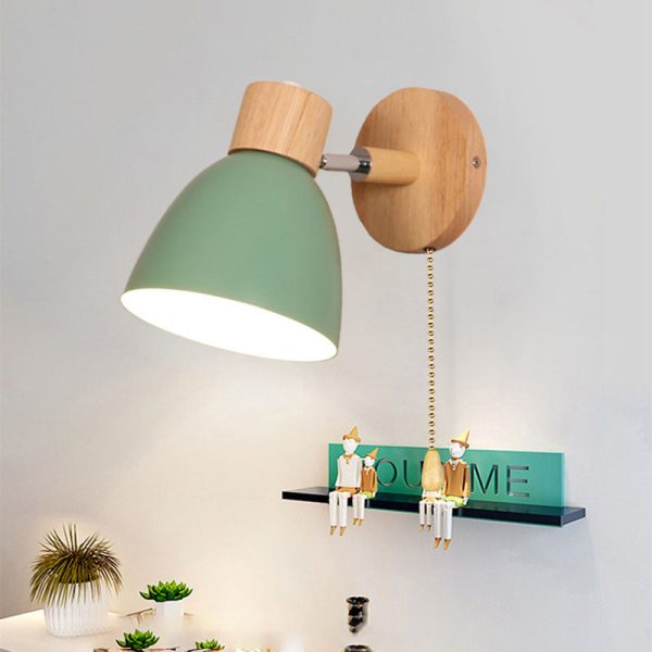 Modern Minimalist Solid Color Macaron Iron Wood 1-Light Wall Sconce Lamp - Image 3