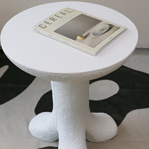 Modern Art Deco Sausage Legs Round Tabletop Magnesium Oxide Side Table 3-Leg For Living Room - Image 3