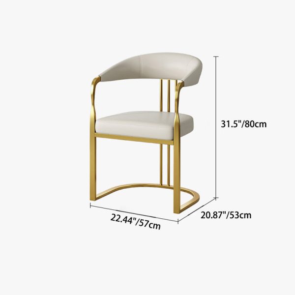 Modern Luxury PU Leather Upholstered Arc Frame Dining Chair Backrest Armrest For Living Room - Image 5