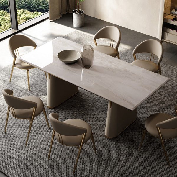 Modern Luxury Round Cushion Microfiber Leather Carbon Steel Dining Chair Backrest Armrest For Dining Room - Image 11