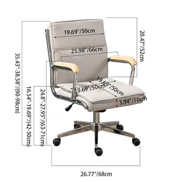 Modern Minimalist Square Upholstered PU Leather Stainless Steel Desk Chair Backrest Armrest For Home Office - Image 4