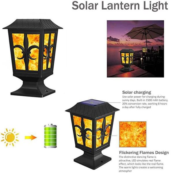 Outdoor Solar Flame Blinking Lantern LED Waterproof Garden Decorative Landscape Light - Image 5