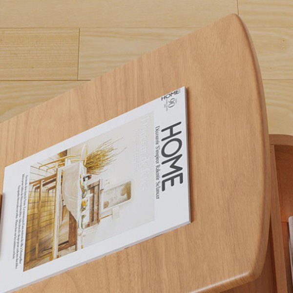 Traditional Japanese Square Wood Flip Cover End Table 4-Tier Storage Shelves For Living Room - Image 7
