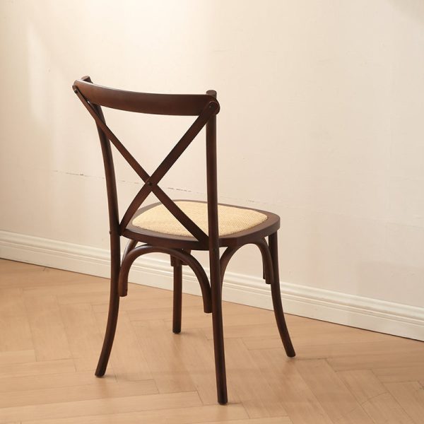 Traditional Rustic Weaving Rattan Wood Sponge Round Rectangular Dining Chair Backrest For Dining Room - Image 24