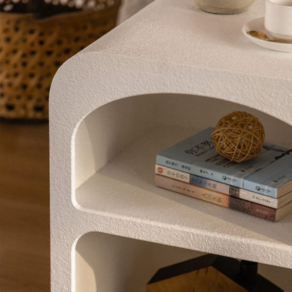 Modern Minimalist Round Corner Rectangular Density Panel Nightstand 2-Cabinet For Bedroom - Image 11
