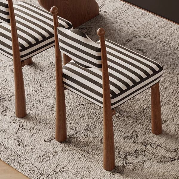 Traditional French Square Zebra Pattern Fabric Upholstered Ash Wood Dining Chair Backrest For Dining Room - Image 8