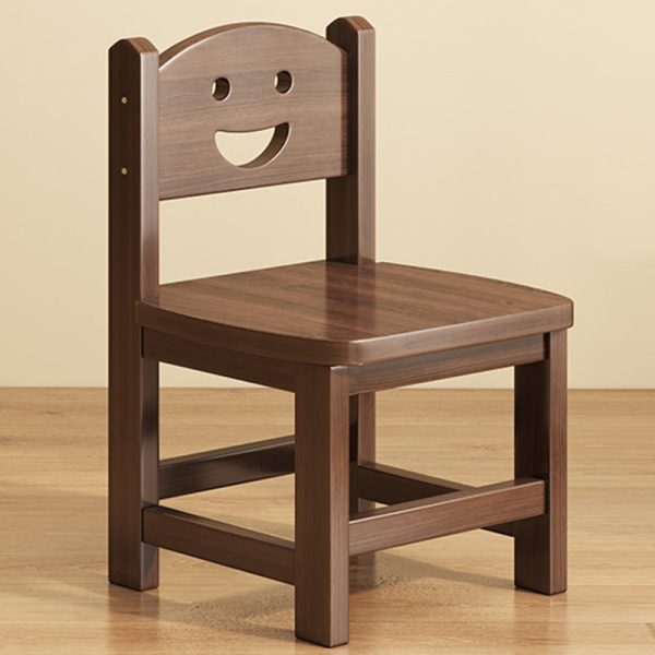 Traditional Vintage Square Smile Wood Curved Frame Dining Chair Backrest Armless For Dining Room - Image 2