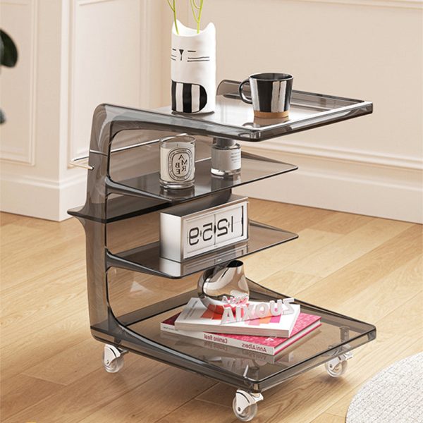 Contemporary Scandinavian Rectangular C Shape PC Stainless Steel End Table 4-Tier Movable For Living Room - Image 11