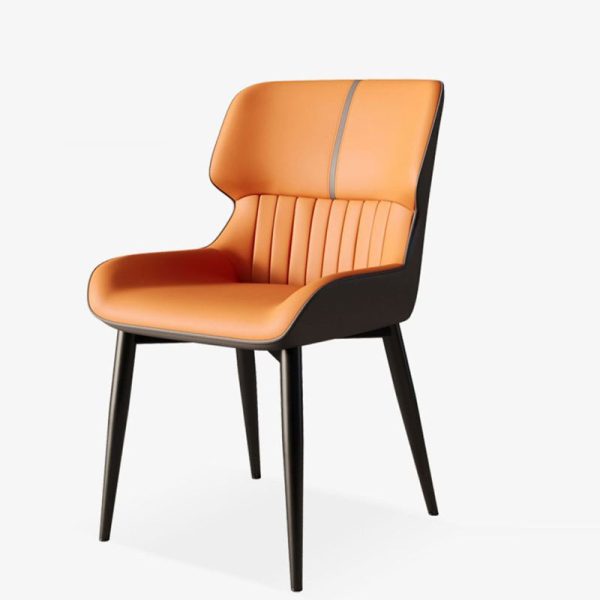 Modern Minimalist Steel Leather Dining Chair Backrest Armless For Dining Room - Image 18