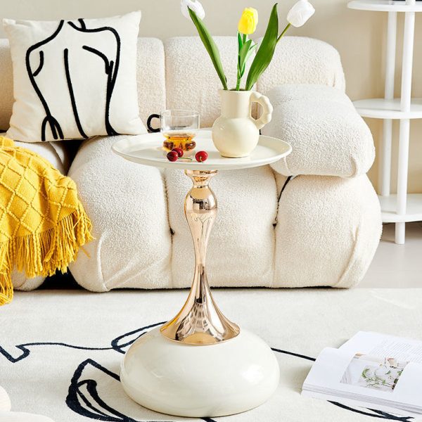 Contemporary Simplicity Geometric Circle Tray Top Iron End Table For Living Room - Image 10