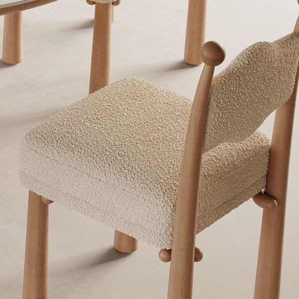 Modern Simplicity Vertical Square Frame Solid Wood Lambswoll Dining Chair Backrest For Dining Room - Image 9