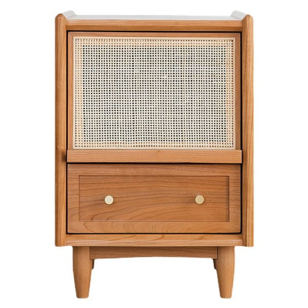 Contemporary Retro Square Solid Wood Nightstand 2-Drawer For Bedroom - Image 27