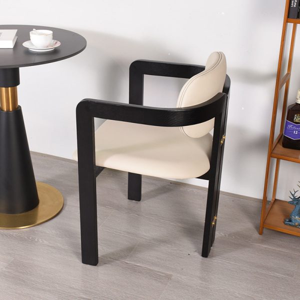 Traditional Chinese Ash Wood Leather Sponge Square Elliptical Dining Chair Backrest Armrest For Dining Room - Image 10
