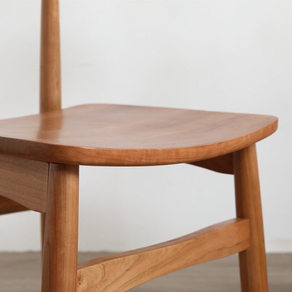Traditional Vintage Square Cherry Wood Dining Chair Backrest Footrest For Dining Room - Image 7