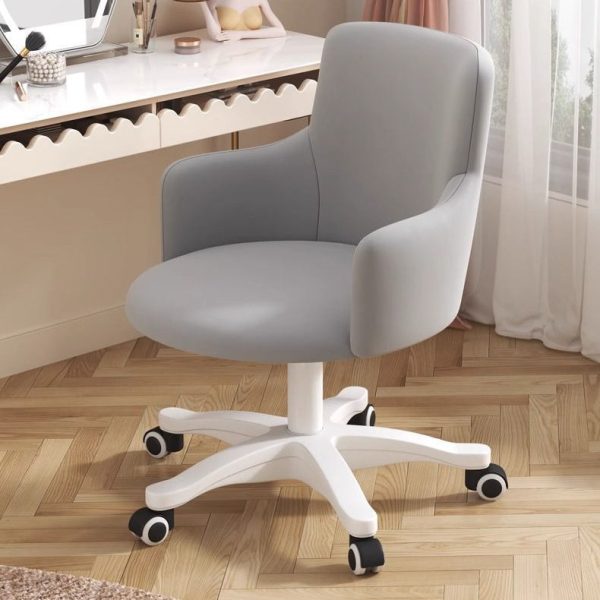 Modern Minimalist Fabric Velvet Carbon Steel Sponge Round Rotatable Desk Chair Backrest Armrest For Home Office - Image 5