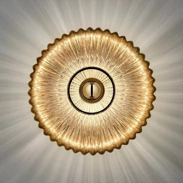 Nordic Vintage Striped Glass Round Disc 1-Light Wall Sconce Lamp - Image 9