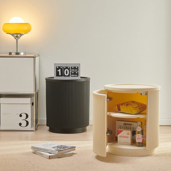 Modern Minimalist Cylinder PE Plastic Nightstand 2-Cabinet For Bedroom - Image 11