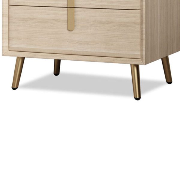 Modern Luxury Rectangular Solid Wood Leather Hardware Nightstand 2-Drawer For Bedroom - Image 6