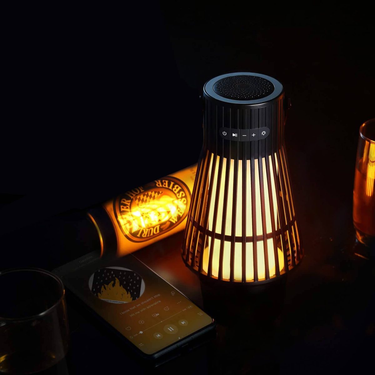 Waterproof Plastic Hollow Bar Lampshade LED Bluetooth Speaker Outdoor Lamp - Image 10