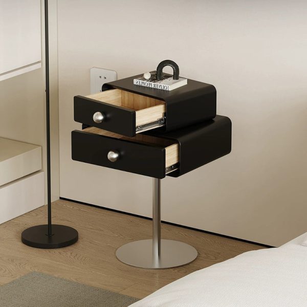 Modern Eclectic Rectangular Stainless Steel Pine End Table 2-Tier For Living Room - Image 2