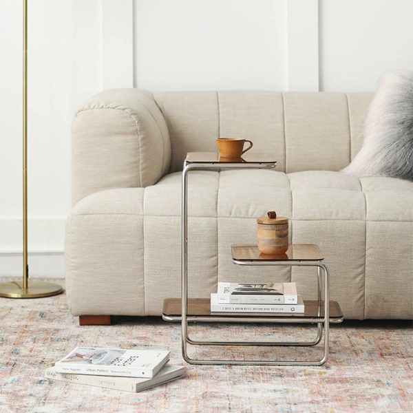 Modern Minimalist Triple Square Stainless Steel Glass End Table For Living Room - Image 3