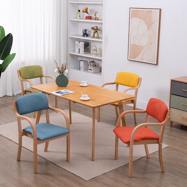 Modern Simplicity Fabric Wood Sponge Square Curved Dining Chair Backrest Armrest For Dining Room - Image 16