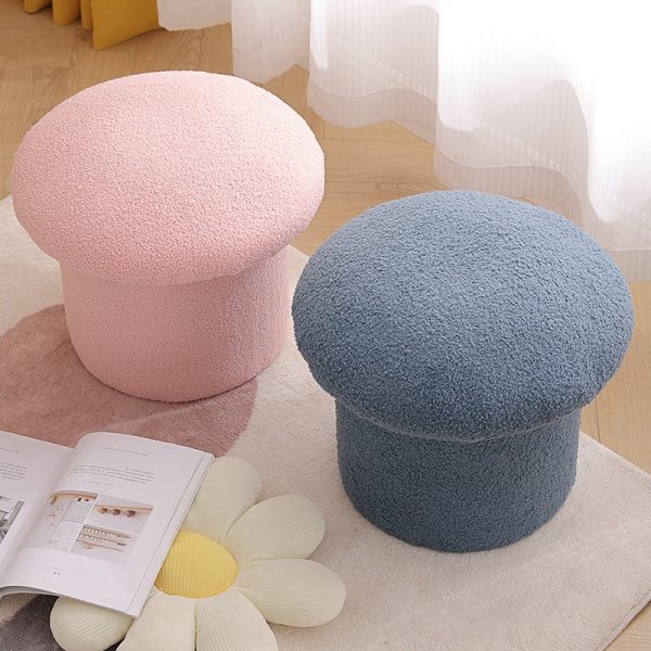 Contemporary Simplicity Mushroom Shape Velvet Pouf Footstool For Living Room - Image 14