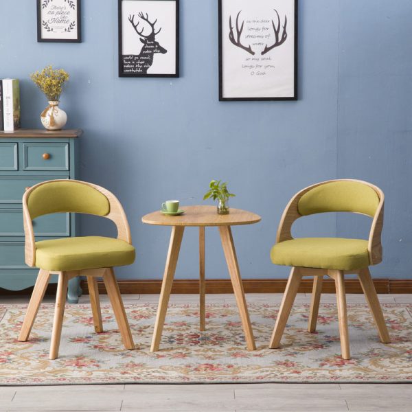 Modern Minimalist Square Fabric Wood Dining Chair Backrest For Dining Room - Image 7