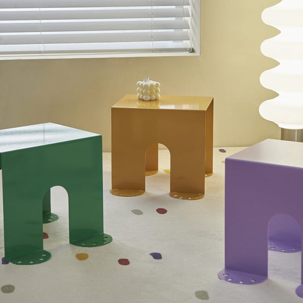 Modern Minimalist Square Table Top Cold Rolled Plate Side Table 4-Leg For Living Room - Image 2