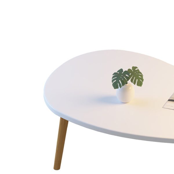 Modern Minimalist Curved Oval Density Board Wood End Table 1-Tier For Living Room - Image 6