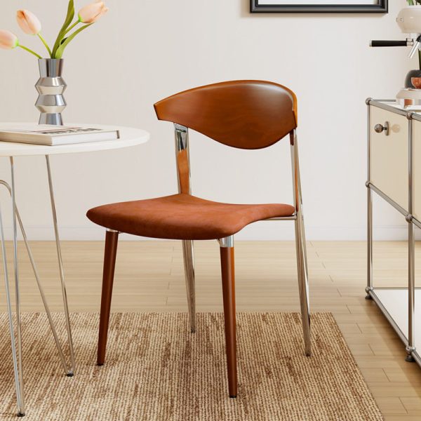 Traditional Vintage Square Metal Fabric Foam Dining Chair Four Legs Backrest For Dining Room - Image 8