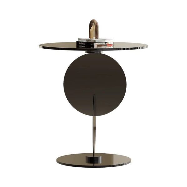 Modern Art Deco Round Combine Design Glass Metal End Table For Living Room - Image 18