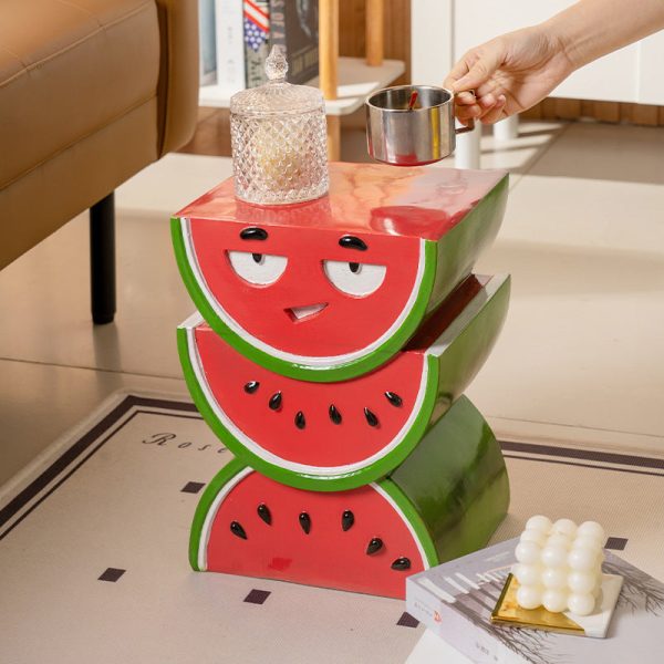 Contemporary Creative Fruit Watermelon Peach Design Resin End Table For Living Room - Image 15
