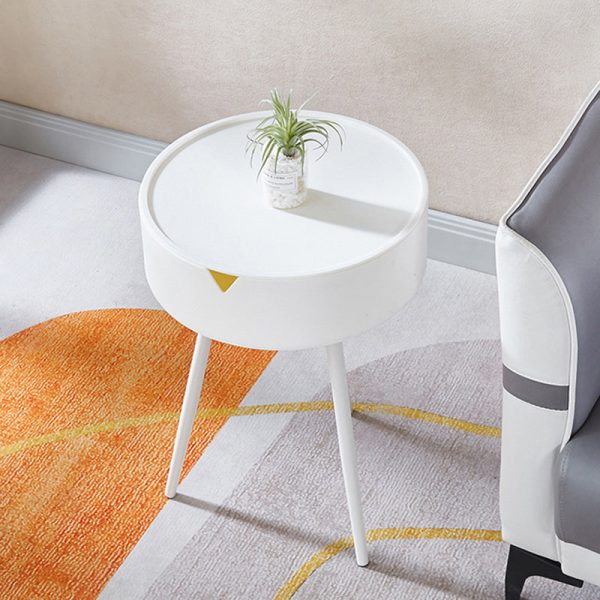 Modern Minimalist Round Tripod Plastic Nightstand 1-Storage For Bedroom - Image 16