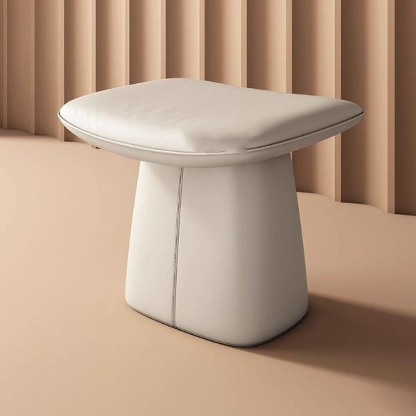 Modern Minimalist Square Microfiber Leather Solid Wood Vanity Stool Backless Armless For Bedroom - Image 11