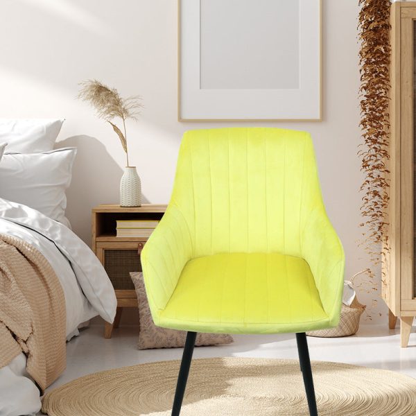 Modern Minimalist Square Iron Velvet Fabric Sponge Dining Chair Four Legs Armrest Backrest For Dining Room - Image 7