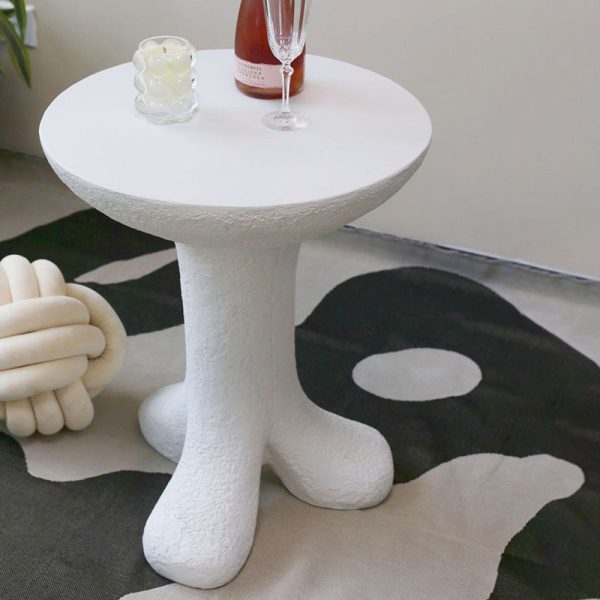 Modern Art Deco Sausage Legs Round Tabletop Magnesium Oxide Side Table 3-Leg For Living Room - Image 14