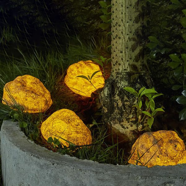 Simulation Stone Shape Resin 4-Light Solar Outdoor Light - Image 3
