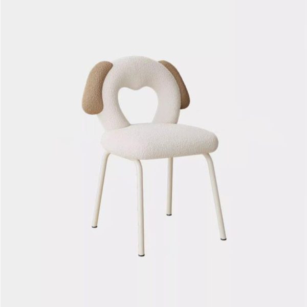 Modern Art Deco Hollow Dog Square Lambswool Wood Metal Vanity Stool Backrest Armless For Bedroom - Image 11