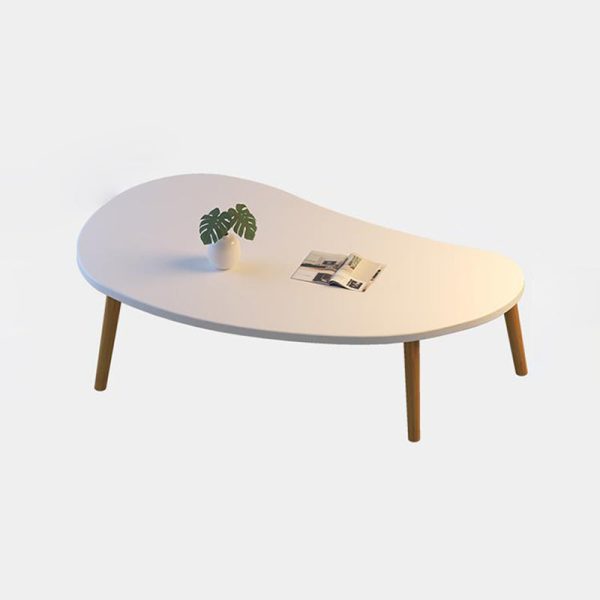 Modern Minimalist Curved Oval Density Board Wood End Table 1-Tier For Living Room - Image 14