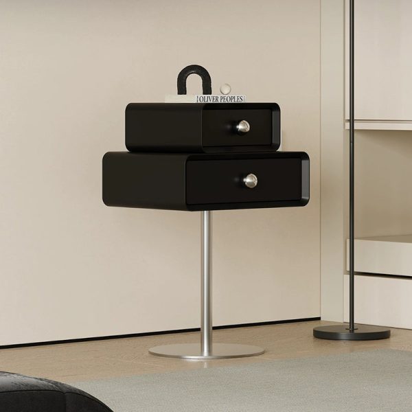 Modern Eclectic Rectangular Stainless Steel Pine End Table 2-Tier For Living Room - Image 3