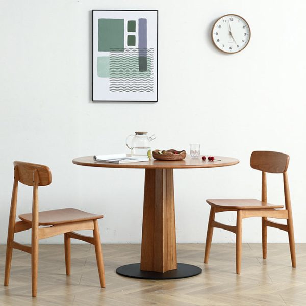 Traditional Vintage Square Cherry Wood Dining Chair Backrest Footrest For Dining Room - Image 4
