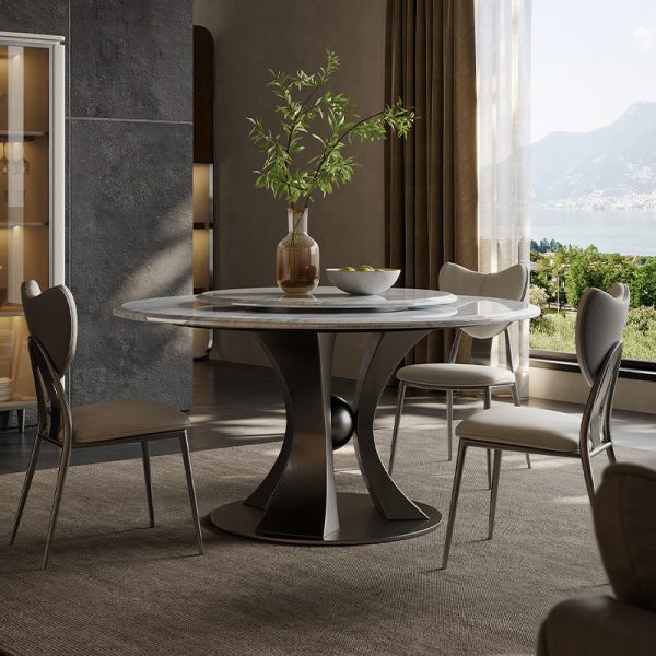 Modern Luxury Curved Microfiber Leather Metal Frame Dining Chair Backrest For Dining Room - Image 8